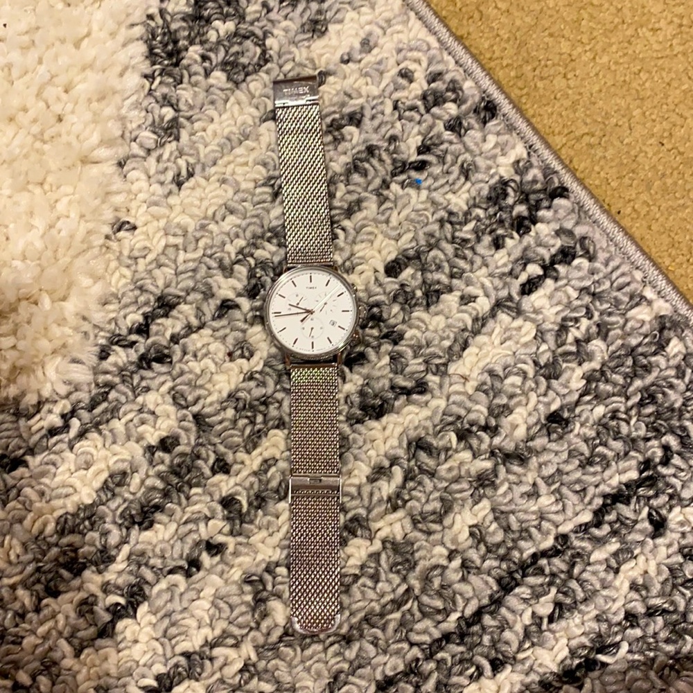 Silver boyfriend style Timex watch